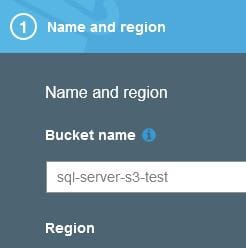 S3 to SQL Server: name and region of bucket